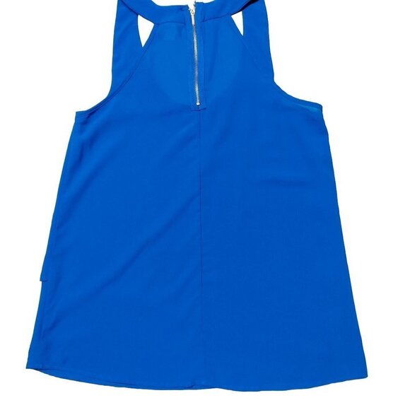 Japna Women's Cobalt Blue Layered  Scoop Neck Blouse - Picture 2 of 7